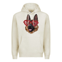 Oatmeal Heather German shepherd with love glasses Premium Hoodie - RanaPortraitStore