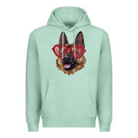 Seafoam German shepherd with love glasses Premium Hoodie - RanaPortraitStore