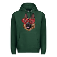 Sports Green German shepherd with love glasses Premium Hoodie - RanaPortraitStore