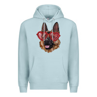 Blue Mist German shepherd with love glasses Premium Hoodie - RanaPortraitStore