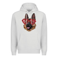 Dove Grey German shepherd with love glasses Premium Hoodie - RanaPortraitStore