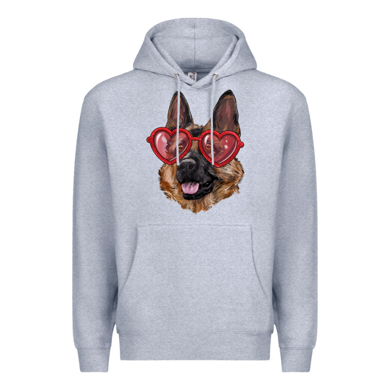 German Shepherd With Love Glasses Premium Hoodie by RanaPortraitStore | Teevron