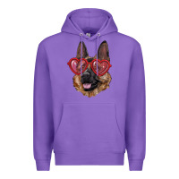 Purple German shepherd with love glasses Premium Hoodie - RanaPortraitStore