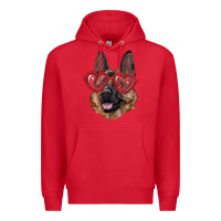 Red German shepherd with love glasses Premium Hoodie - RanaPortraitStore