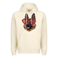 Sandshell German shepherd with love glasses Premium Hoodie - RanaPortraitStore