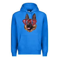 True Royal German shepherd with love glasses Premium Hoodie - RanaPortraitStore