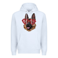 White German shepherd with love glasses Premium Hoodie - RanaPortraitStore