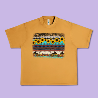 Sunflower Aztec Serape Cowhide Background Urban Heavy Tee Designed By Ranaportraitstore