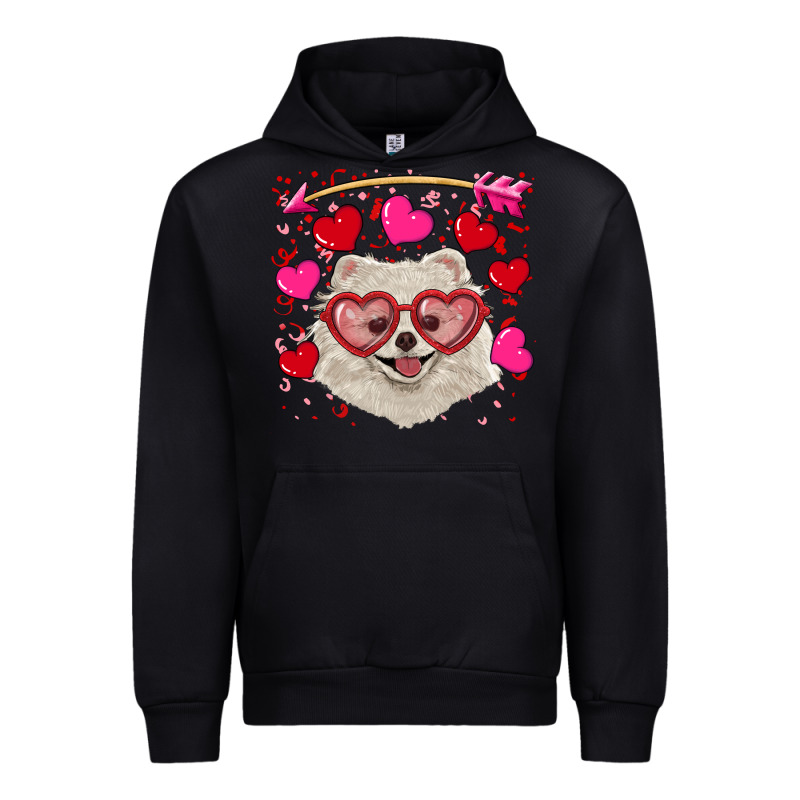 Valentine's Day White Pomeranian Urban Hoodie by RanaPortraitStore | Teevron