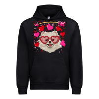 Black Valentine's day white pomeranian Urban Hoodie - RanaPortraitStore