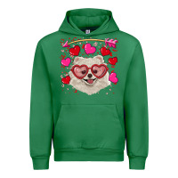 Emerald Valentine's day white pomeranian Urban Hoodie - RanaPortraitStore