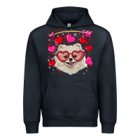 Navy Valentine's day white pomeranian Urban Hoodie - RanaPortraitStore