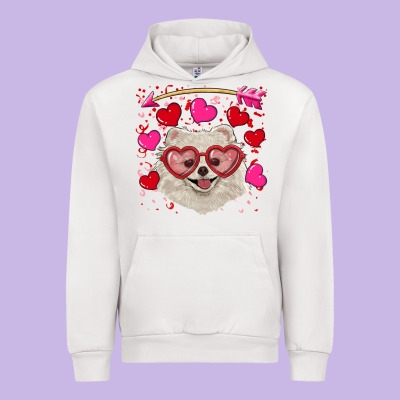 Urban Hoodie Valentine's day white pomeranian