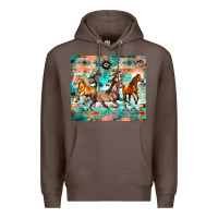 Coffee western running horses Premium Hoodie - Zillion Design Studio