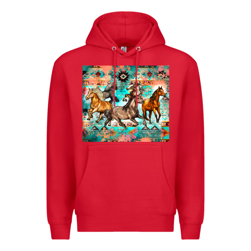 Western Running Horses Premium Hoodie by Zillion Design Studio | Teevron