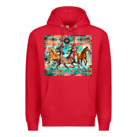 Red western running horses Premium Hoodie - Zillion Design Studio