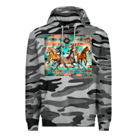 Slate Camo western running horses Premium Hoodie - Zillion Design Studio