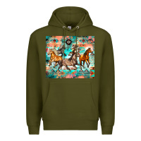 Army Green western running horses Premium Hoodie - Zillion Design Studio