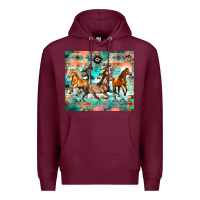 Burgundy western running horses Premium Hoodie - Zillion Design Studio