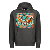 Charcoal Heather western running horses Premium Hoodie - Zillion Design Studio