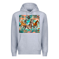Heather Grey western running horses Premium Hoodie - Zillion Design Studio