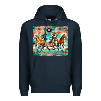 Navy western running horses Premium Hoodie - Zillion Design Studio