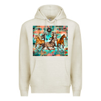 Oatmeal Heather western running horses Premium Hoodie - Zillion Design Studio