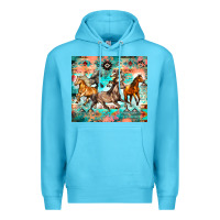 Ocean Blue western running horses Premium Hoodie - Zillion Design Studio