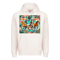Pale Pink western running horses Premium Hoodie - Zillion Design Studio