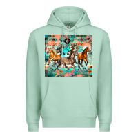 Seafoam western running horses Premium Hoodie - Zillion Design Studio