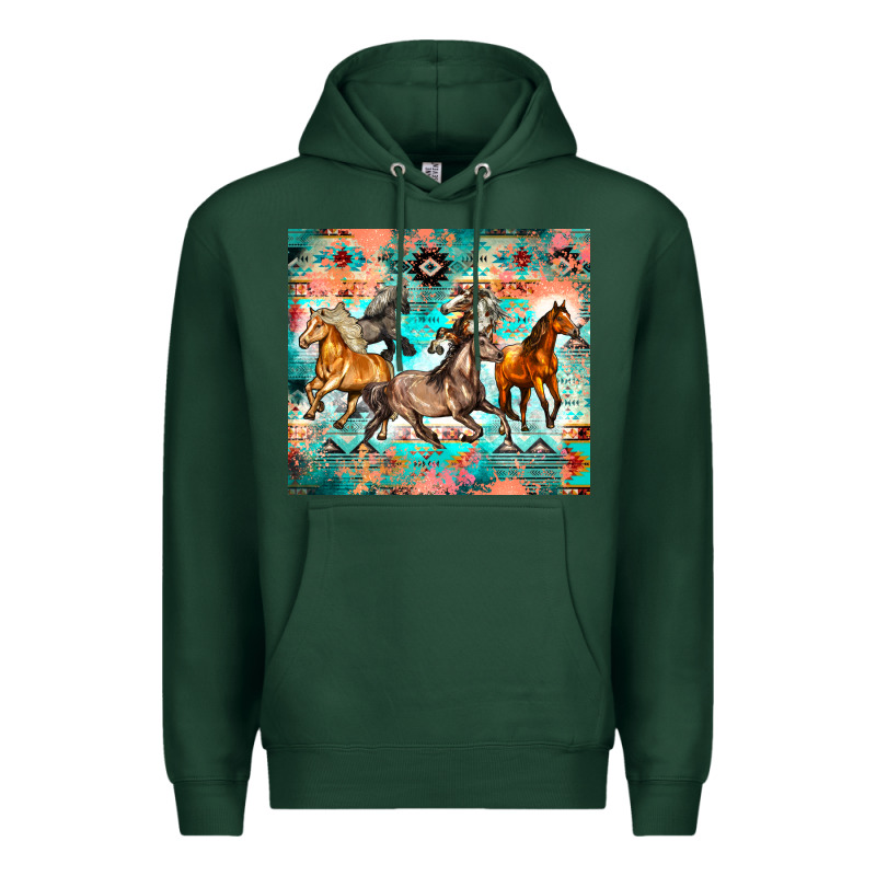 Western Running Horses Premium Hoodie by Zillion Design Studio | Teevron