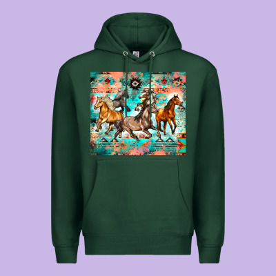 Western Running Horses Premium Hoodie Designed By Zillion Design Studio