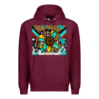 Burgundy turquoise gemstone sunflower Premium Hoodie - Zillion Design Studio