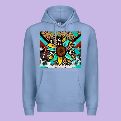 Turquoise Gemstone Sunflower Premium Hoodie Designed By Zillion Design Studio