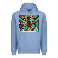 Colony Blue turquoise gemstone sunflower Premium Hoodie - Zillion Design Studio
