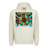 Oatmeal Heather turquoise gemstone sunflower Premium Hoodie - Zillion Design Studio
