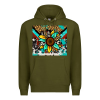 Army Green turquoise gemstone sunflower Premium Hoodie - Zillion Design Studio