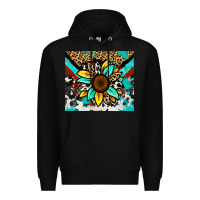 Black turquoise gemstone sunflower Premium Hoodie - Zillion Design Studio
