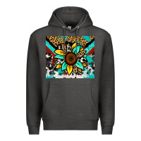 Charcoal Heather turquoise gemstone sunflower Premium Hoodie - Zillion Design Studio