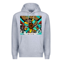 Heather Grey turquoise gemstone sunflower Premium Hoodie - Zillion Design Studio