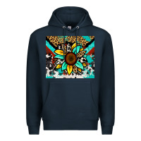 Navy turquoise gemstone sunflower Premium Hoodie - Zillion Design Studio