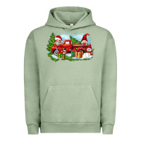 Pigment Oil Green Christmas gnomes truck Urban Hoodie - Zillion Design Studio