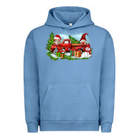 Pigment Pebble Blue Christmas gnomes truck Urban Hoodie - Zillion Design Studio