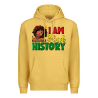 Antique Gold i am black history with afro black girl Premium Hoodie - texasbilliewilder