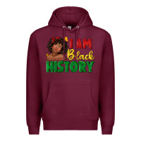 Burgundy i am black history with afro black girl Premium Hoodie - texasbilliewilder
