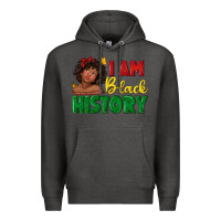 Charcoal Heather i am black history with afro black girl Premium Hoodie - texasbilliewilder