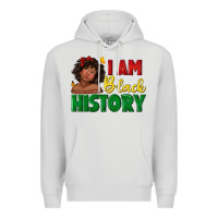 Dove Grey i am black history with afro black girl Premium Hoodie - texasbilliewilder