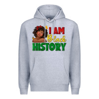Heather Grey i am black history with afro black girl Premium Hoodie - texasbilliewilder