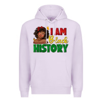Lilac i am black history with afro black girl Premium Hoodie - texasbilliewilder
