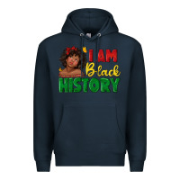 Navy i am black history with afro black girl Premium Hoodie - texasbilliewilder